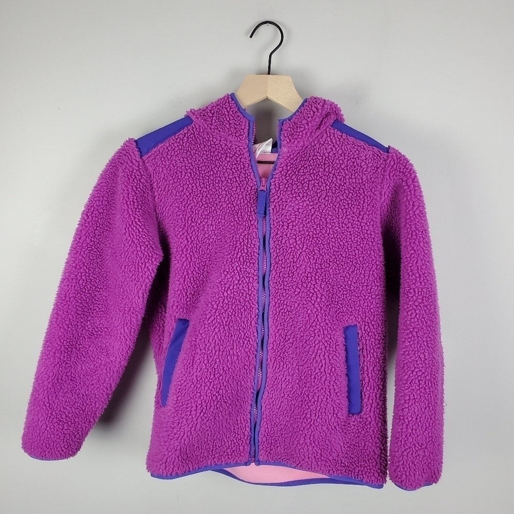 Hanna Andersson Pink Purple Sherpa Fleece Zip Jacket 150